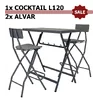 6. Komplet: stol Cocktail L120 ZOWN + 2&times; barska stolica Alvar ZOWN