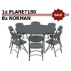 2. Komplet: stol Planet 180 ZOWN + 8&times; stolica Norman ZOWN